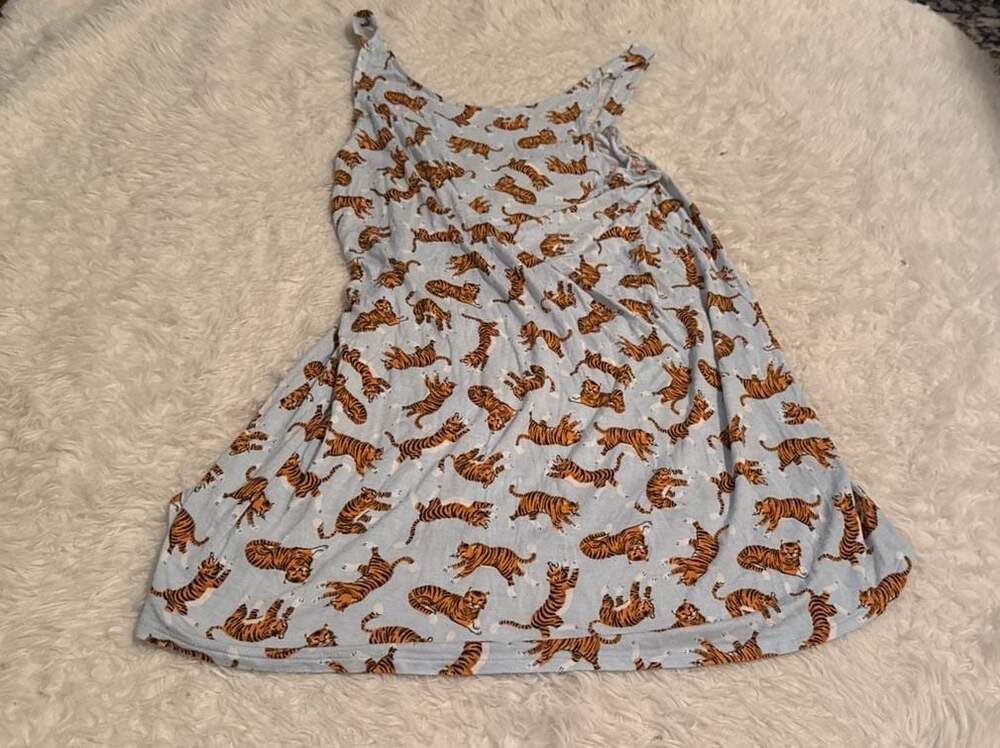 Shady Lady‎ Blue Tiger Print Sleeveless Nightgown Sleep Dress